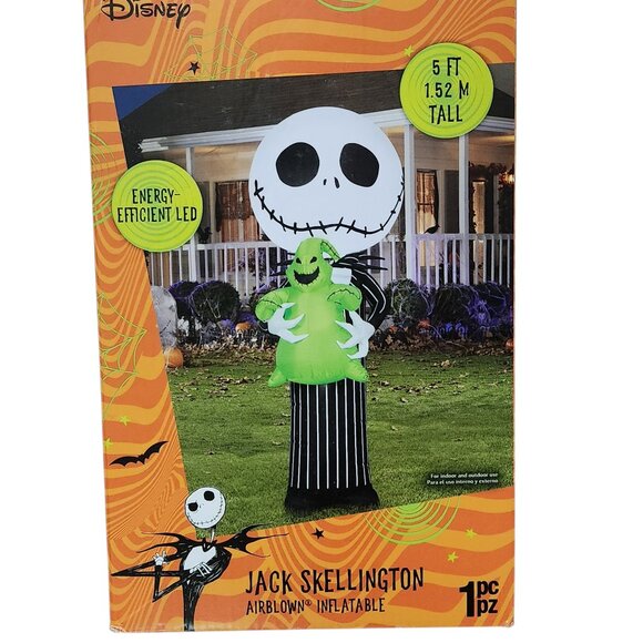 Disney Jack Skellington & Oogie Bogie Airblown 5ft Tall Inflatable Lights Up - Picture 1 of 2